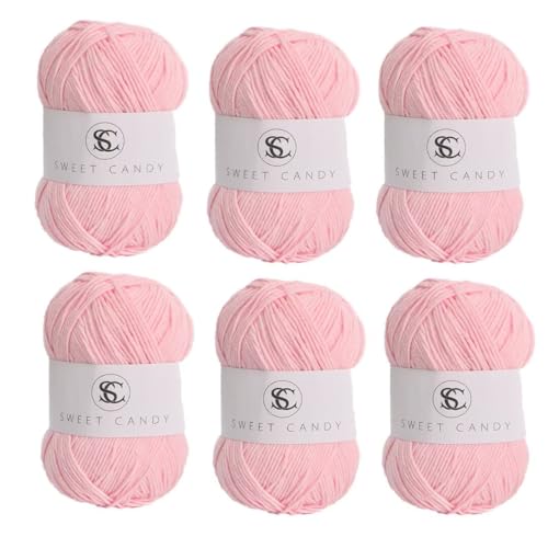 6 x 100 g Knäuel sortiertes Acrylgarn, farbiges Milch-Baumwollgarn, 5-lagiges Strickgarn für Stanznadel, 2 mm Häkelnadel-Garn für Pullover/Schal von Generisch