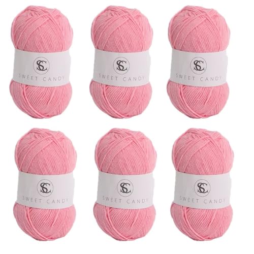 6 x 100 g Knäuel sortiertes Acrylgarn, farbiges Milch-Baumwollgarn, 5-lagiges Strickgarn für Stanznadel, 2 mm Häkelnadel-Garn für Pullover/Schal von Generisch