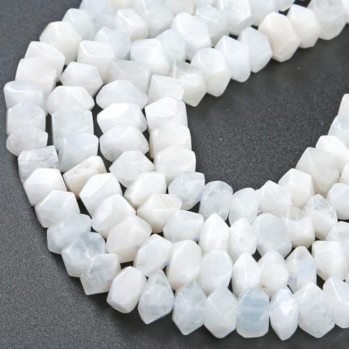 6 x 11 mm, 50 Stück weiße Mondstein-Kristallperlen, 38,1 cm, unregelmäßig, speziell geschliffene Steinperlen für Schmuckherstellung, Bastelarmband, 50 Stück 6 x 11 mm, 50 Stück weiße Mondstein-Kristallperlen, 38,1 cm, unregelmäßig, speziell geschliffene Steinperlen für Schmuckherstellung, Bastelarmband, 50 Stück von Generisch