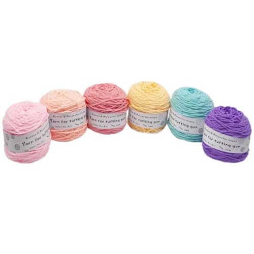 6 x 190 g Knäuel mit verschiedenen Tufting-Garnen, farbiges Poly- und Baumwollgarn, 8-fädiges Strickgarn für Tuftingpistole und Stanznadel, 5 mm Häkelnadel-Garn für Teppich/Pullover/Schal 6 x 190 g Knäuel mit verschiedenen Tufting-Garnen, farbiges Poly- und Baumwollgarn, 8-fädiges Strickgarn für Tuftingpistole und Stanznadel, 5 mm Häkelnadel-Garn für Teppich/Pullover/Schal von Generisch