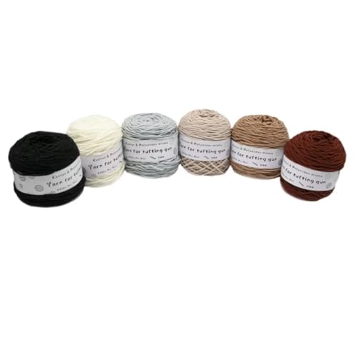 6 x 190 g Knäuel mit verschiedenen Tufting-Garnen, farbiges Poly- und Baumwollgarn, 8-fädiges Strickgarn für Tuftingpistole und Stanznadel, 5 mm Häkelnadel-Garn für Teppich/Pullover/Schal 6 x 190 g Knäuel mit verschiedenen Tufting-Garnen, farbiges Poly- und Baumwollgarn, 8-fädiges Strickgarn für Tuftingpistole und Stanznadel, 5 mm Häkelnadel-Garn für Teppich/Pullover/Schal von Generisch