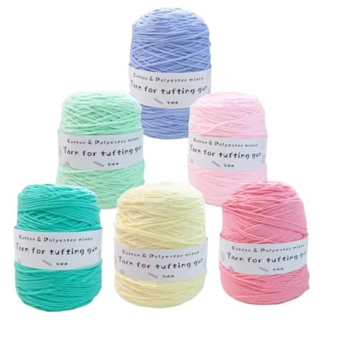 6 x 458 g Knäuel mit verschiedenen Tufting-Garnen, farbiges Poly- und Baumwollgarn, 8-fädiges Strickgarn für Tuftingpistole und Stanznadel, 5 mm Häkelnadel-Garn für Teppich/Pullover/Schal 6 x 458 g Knäuel mit verschiedenen Tufting-Garnen, farbiges Poly- und Baumwollgarn, 8-fädiges Strickgarn für Tuftingpistole und Stanznadel, 5 mm Häkelnadel-Garn für Teppich/Pullover/Schal von Generisch