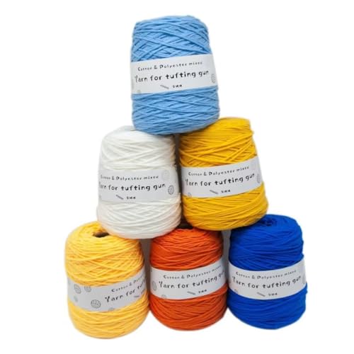 6 x 458 g Knäuel mit verschiedenen Tufting-Garnen, farbiges Poly- und Baumwollgarn, 8-fädiges Strickgarn für Tuftingpistole und Stanznadel, 5 mm Häkelnadel-Garn für Teppich/Pullover/Schal 6 x 458 g Knäuel mit verschiedenen Tufting-Garnen, farbiges Poly- und Baumwollgarn, 8-fädiges Strickgarn für Tuftingpistole und Stanznadel, 5 mm Häkelnadel-Garn für Teppich/Pullover/Schal von Generisch