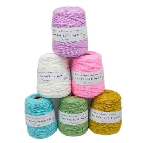 6 x 458 g Knäuel mit verschiedenen Tufting-Garnen, farbiges Poly- und Baumwollgarn, 8-fädiges Strickgarn für Tuftingpistole und Stanznadel, 5 mm Häkelnadel-Garn für Teppich/Pullover/Schal 6 x 458 g Knäuel mit verschiedenen Tufting-Garnen, farbiges Poly- und Baumwollgarn, 8-fädiges Strickgarn für Tuftingpistole und Stanznadel, 5 mm Häkelnadel-Garn für Teppich/Pullover/Schal von Generisch