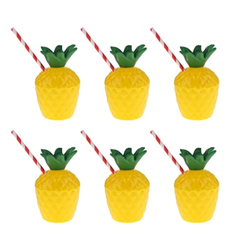 6 x Trinkbecher in tropischer Fruchtform mit Strohhalmen 6 x Trinkbecher in tropischer Fruchtform mit Strohhalmen von Generisch