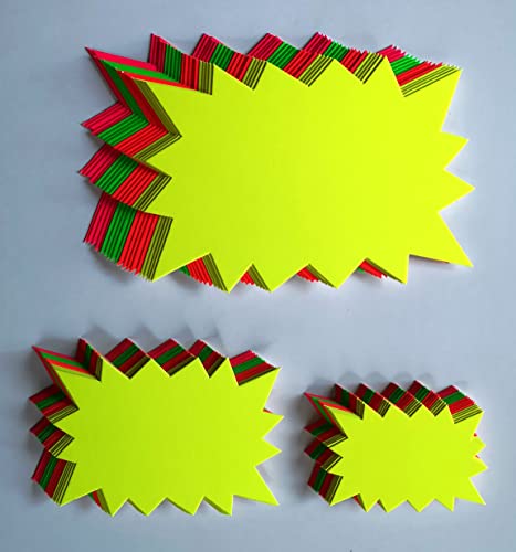 60 Rechteck - Sterne - Sortiment Preisschilder aus Neon Karton gemischt 3 Größen 380g/qm Preisauszeichnung deko von Generisch