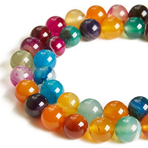 60 Stück 6 mm bunte gestreifte Achat-Perlen, natürliche Edelsteine, runde lose Perlen für Schmuckherstellung 60 Stück 6 mm bunte gestreifte Achat-Perlen, natürliche Edelsteine, runde lose Perlen für Schmuckherstellung von Generisch