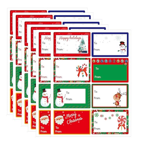 60 Stück Weihnachts-Etiketten, Weihnachtsgeschenk-Aufkleber, selbstklebende Etiketten, Namensschilder, Dekoration, Aufkleber für Weihnachten (5,9 x 4 cm) von Generisch