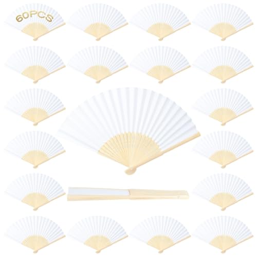 60 Stück weiße Faltfächer, blanko DIY Hochzeit Fächer, Handheld Party Favors, anpassbare Dekoration Requisiten 60 Stück weiße Faltfächer, blanko DIY Hochzeit Fächer, Handheld Party Favors, anpassbare Dekoration Requisiten von Generisch