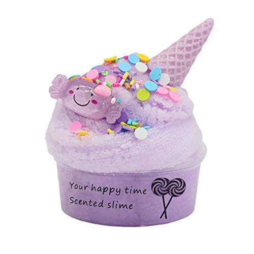 60 ml Zuckerwatte-Wolke, Eiswaffel-Schleim, Duftspielzeug, Butter Schleim Partygeschenke, Nicht Klebrig, Fluffy Schleim für Mädchen und Jungen, Kindergeburtstag Mitgebsel Set (Lila) von Generisch