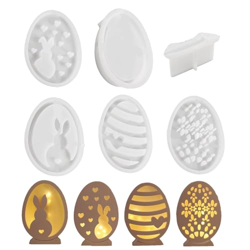6PCS Silikonformen Gießformen Ostern, Silikonform OsternHase Silikon Gießform Ostern Silikonform Osterei Gipsformen Zum Gießen Osternhase Epoxidharz Formen Giessformen von Generisch