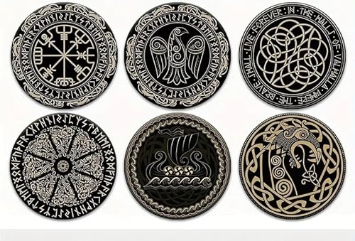 6X Wikinger Holz Untersetzer rund Nordland Tisch Deko 6X Wikinger Holz Untersetzer rund Nordland Tisch Deko von Generisch