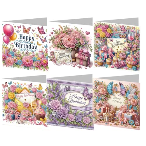 6er Set Diamond Painting Geburtstagskarten- Glückwunschkarte, Valentinstagskarte,Postkarte zum Geburtstag - Happy Birthday Karten als Postkarten Set -Geburtstagswünsche 6er Set Diamond Painting Geburtstagskarten- Glückwunschkarte, Valentinstagskarte,Postkarte zum Geburtstag - Happy Birthday Karten als Postkarten Set -Geburtstagswünsche von Generisch