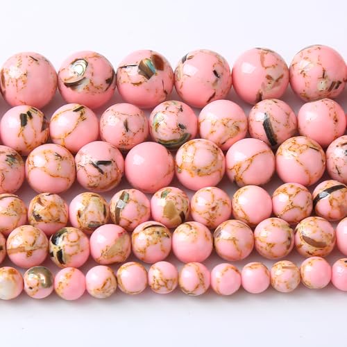 7 WZ Perlen, 10 mm, rosa, türkis, mit Perlmutt, runde Perlen für DIY-Schmuckherstellung, 2 Stränge, 81,3 cm von Generisch