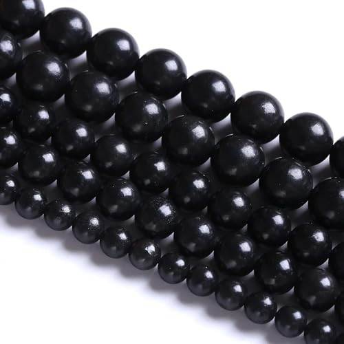 75 Stück 10 mm Naturstein Schungit Perlen Kristall lose Perlen für Schmuckherstellung DIY Armband von Generisch