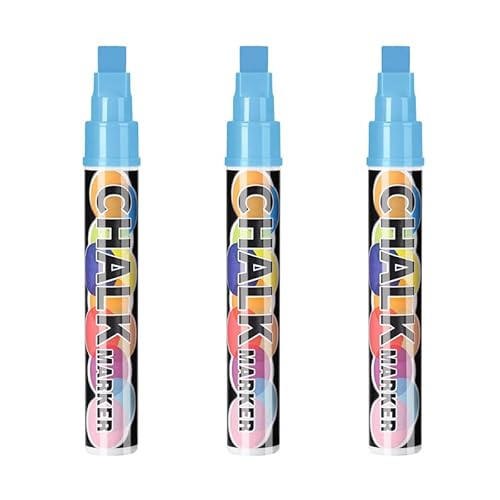 8 Kreidestifte 10mm Jumbo Spitze für Tafel & Fenster Abwaschbar – Neon Chalk Marker, Filz & Meißelspitze, Whiteboard Stifte, Glasstifte, Fensterstifte Kinder, Flüssigkreide Bunt (Blau) von Generisch