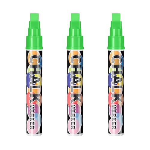 8 Kreidestifte 10mm Jumbo Spitze für Tafel & Fenster Abwaschbar – Neon Chalk Marker, Filz & Meißelspitze, Whiteboard Stifte, Glasstifte, Fensterstifte Kinder, Flüssigkreide Bunt (Grün) von Generisch