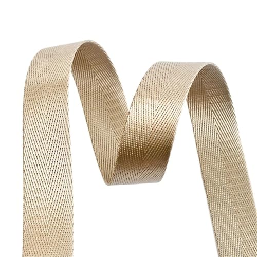 8 Meter Nylon Gurtband 20–38 mm Breite Fischgrätenmuster DIY Nähgurt Tasche Verstärkung Stoffbesatz(Beige,38mm) von Generisch