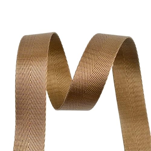 8 Meter Nylon Gurtband 20–38 mm Breite Fischgrätenmuster DIY Nähgurt Tasche Verstärkung Stoffbesatz(Khaki,32mm) von Generisch