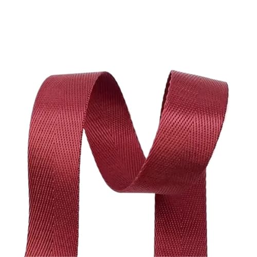 8 Meter Nylon Gurtband 20–38 mm Breite Fischgrätenmuster DIY Nähgurt Tasche Verstärkung Stoffbesatz(Wine,38mm) von Generisch