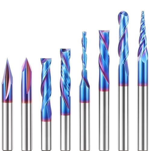 8PCS CNC-Fräser-Set 1/4 "Schaft Wolframkarbid Mehrfachverwendungs-Fräser-Schaftfräser für die Holzbearbeitung Detailschnitzen, Trimmen von V-Rillen, Gravieren von Schildern, Einstechen von Schlitzen 8PCS CNC-Fräser-Set 1/4 "Schaft Wolframkarbid Mehrfachverwendungs-Fräser-Schaftfräser für die Holzbearbeitung Detailschnitzen, Trimmen von V-Rillen, Gravieren von Schildern, Einstechen von Schlitzen von Generisch