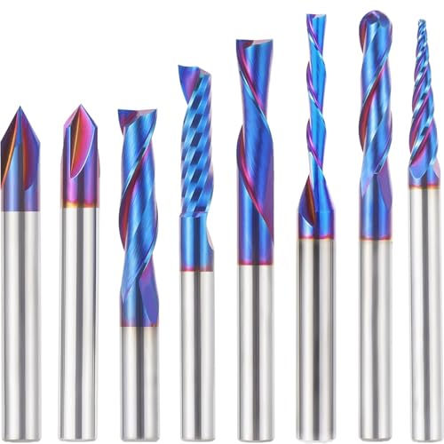 8 Pcs CNC-Fräser-Set, 1/4-Zoll-Schaft, Wolframkarbid, Vielseitig Einsetzbar, Fräser, Schaftfräser für Holzbearbeitung, Detailschnitzen, Trimmen, V-Nut-Gravieren, Schilderherstellung, Nuten (8PCS B) 8 Pcs CNC-Fräser-Set, 1/4-Zoll-Schaft, Wolframkarbid, Vielseitig Einsetzbar, Fräser, Schaftfräser für Holzbearbeitung, Detailschnitzen, Trimmen, V-Nut-Gravieren, Schilderherstellung, Nuten (8PCS B) von Generisch