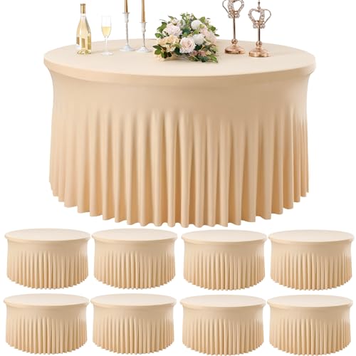 8 Stück 182,9 cm runde Champagner-Tischdecken aus Spandex, 335,3 cm, dehnbar, faltenfrei, für Hochzeiten, Geburtstage, Bankette, Veranstaltungen und Partys 8 Stück 182,9 cm runde Champagner-Tischdecken aus Spandex, 335,3 cm, dehnbar, faltenfrei, für Hochzeiten, Geburtstage, Bankette, Veranstaltungen und Partys von Generisch