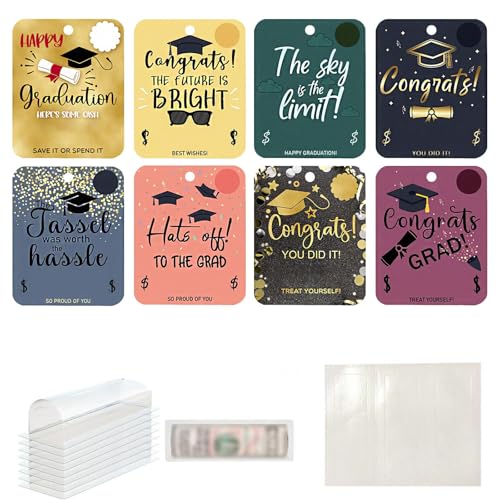 8 Stück Graduation Season Wallet Greeting Cards Geschafft Bestanden Karte Abschluss Klappkarte Geburtstag Karten Geschenke für Student Studentin Schüler Schülerin Geschenk zum Bachelor Abschluss von Generisch