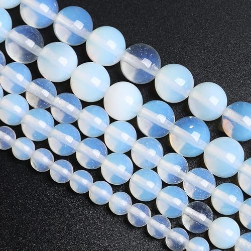 8 mm, 46 Stück Natursteine, weißer Opal, Quarz, lose Kristallperlen für Schmuckherstellung, DIY-Armband, 1 Strang 8 mm, 46 Stück Natursteine, weißer Opal, Quarz, lose Kristallperlen für Schmuckherstellung, DIY-Armband, 1 Strang von Generisch