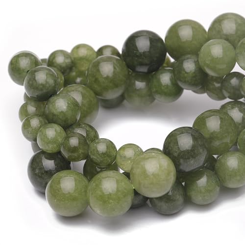 8 mm Natursteinperlen zur Schmuckherstellung, grüne Jade, poliert, glatt, rund, Edelsteinperlen für Armband, Halskette, 38,1 cm von Generisch