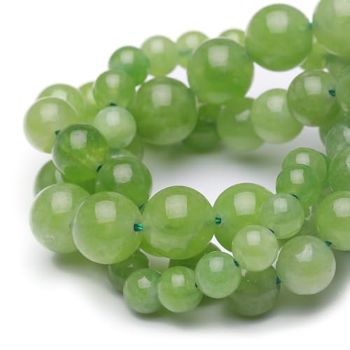8 mm Natursteinperlen zur Schmuckherstellung, olivfarbene Jade, poliert, glatt, rund, Edelsteinperlen für Armband, Halskette, 38,1 cm 8 mm Natursteinperlen zur Schmuckherstellung, olivfarbene Jade, poliert, glatt, rund, Edelsteinperlen für Armband, Halskette, 38,1 cm von Generisch