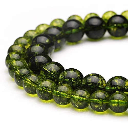 8 mm Peridot-Kristallperlen, poliert, rund, glatt, für Schmuckherstellung, Armband, Halskette, 38,1 cm von Generisch