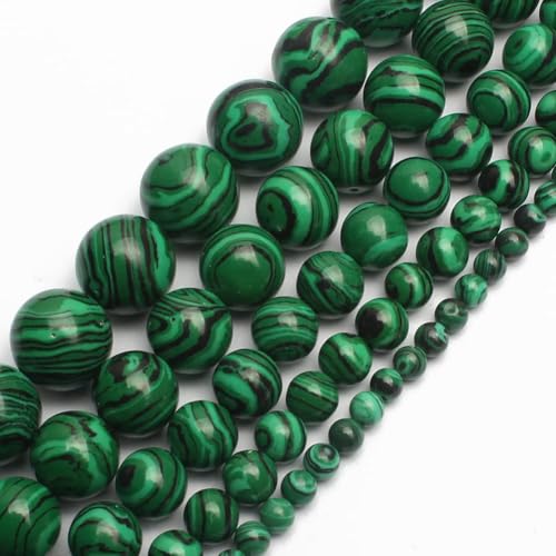 8 mm große, glänzende Malachit-Naturstein-Perlen für DIY-Schmuckherstellung (Armband-Halskette) ​ von Generisch