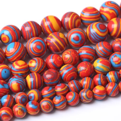 8 mm große, rote, gelbe, blaue Pfauen-Perlen, Türkis, runde lose Perlen, Kristall-Energiesteinperlen für Schmuck 8 mm große, rote, gelbe, blaue Pfauen-Perlen, Türkis, runde lose Perlen, Kristall-Energiesteinperlen für Schmuck von Generisch