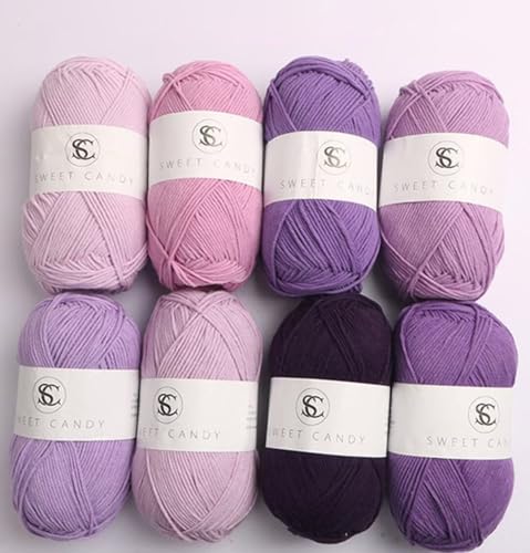 8 x 100 g Knäuel sortiertes Acrylgarn, farbiges Milch-Baumwollgarn, 5-lagiges Strickgarn für Stanznadel, 2 mm Häkelnadel-Garn für Pullover/Schal von Generisch