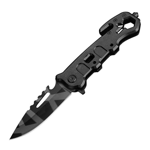 8.81 Zoll Aluminium Griff Faltmesser mit hoher Härte Outdoor Camping Messer, multifunktionales Edelstahl Schneidwerkzeug, tragbar und langlebig, geeignet für Camping, Wandern, Exploration (Schwarz) von Generisch