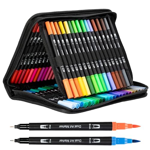 80 Farben Filzstifte mit Doppelspitze, Brush Pen zum Ausmalen/Beschriften, Zeichnen und professionellen Malen von Generisch