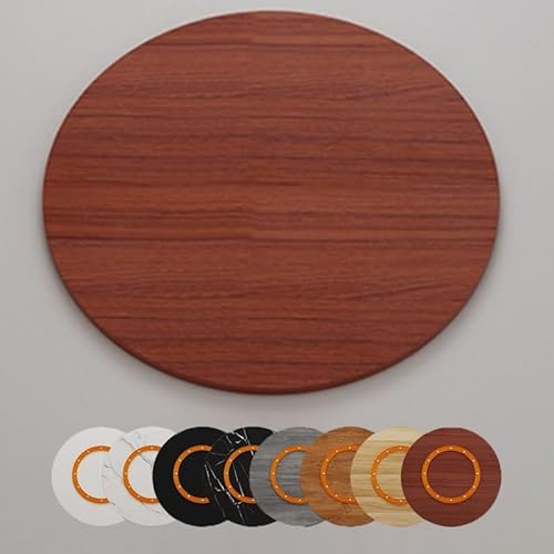 80 cm großes, rundes drehbares Serviertablett aus Holz, großer Esstisch, Drehteller, Teakholz-Finish, perfekt für Zuhause und Küche von Generisch