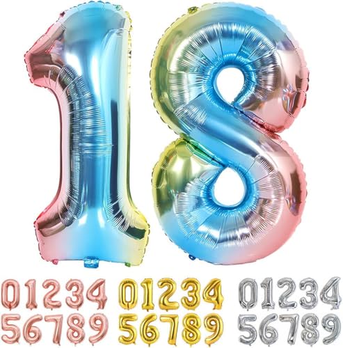 81,3 cm großer blauer Folienballon Zahl 18/81, große Riesenzahlen 0-100 für Geburtstag, Hochzeit, Jahrestag, Partydekorationen, Heliumballons für Erwachsene und Kinder, Feier-Dekor von Generisch