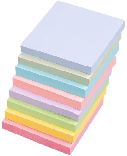 8er-Pack 7,6 x 7,6 cm Haftnotizen (800 Blatt) – hochwertige selbstklebende Notizblöcke in 8 Farben, 100 Blatt/Block – Großpackung Haftnotizen für Büro, Schule und Zuhause von Generisch