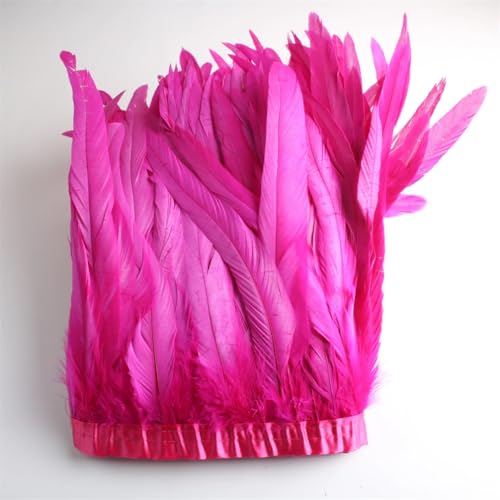 9,1 m, 25,4 - 30,5 cm breit, Hahnschwanzfedern, Besatz für Handwerk, Kleid, Rock, Kostüme, Feder, Rosenrot, 9,1 m von Generisch