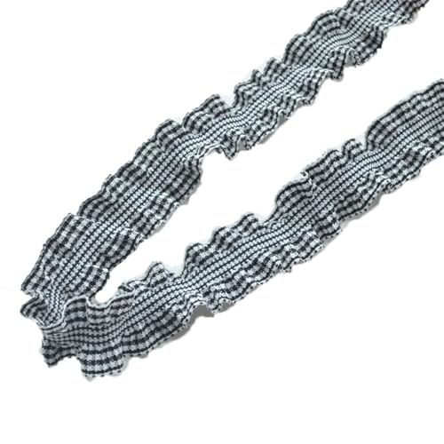 9,1 m, kariertes elastisches Rüschenband, DIY-Haarband, Schleife, Haar-Accessoires, handgefertigtes Klebeband, Verpackung, schwarz, 20 mm 9,1 m, kariertes elastisches Rüschenband, DIY-Haarband, Schleife, Haar-Accessoires, handgefertigtes Klebeband, Verpackung, schwarz, 20 mm von Generisch