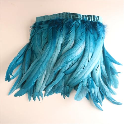 9,1 m/Lot Hahnschwanz-Federborte für Handarbeit, DIY, Handwerk, 25–30 cm, Fransen für Kleidung, Accessoires, Türkis, 6 Yard 9,1 m/Lot Hahnschwanz-Federborte für Handarbeit, DIY, Handwerk, 25–30 cm, Fransen für Kleidung, Accessoires, Türkis, 6 Yard von Generisch