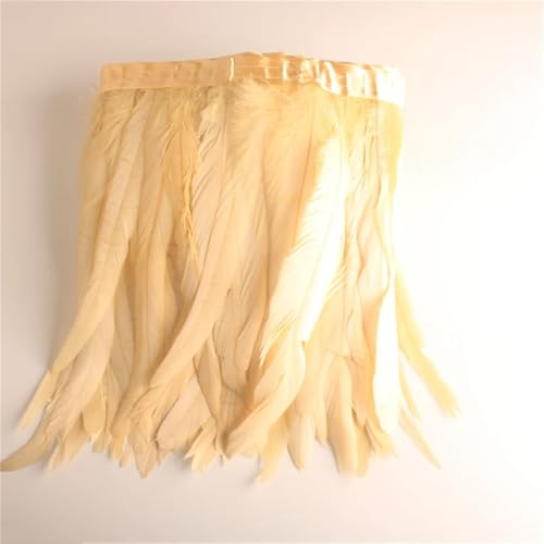 9,1 m/Lot Hahnschwanz-Federborte für Handarbeit, DIY, Handwerk, 25–30 cm, Fransen für Kleidung, Accessoires, Weiß, 6 Yard von Generisch