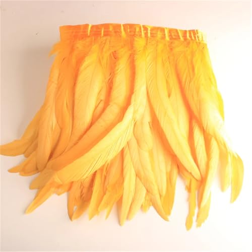 9,1 m/Lot Hahnschwanz-Federborte für Handarbeit, DIY, Handwerk, 25–30 cm, Fransen für Kleidung, Accessoires, goldfarben, 2 Yard von Generisch