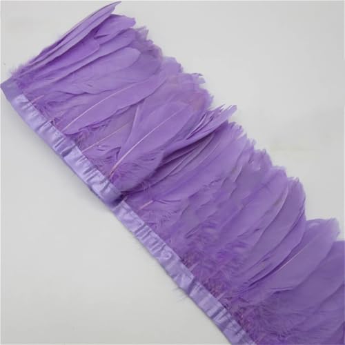 9,1 m Gänsefeder-Bordüre, 15–20 cm, weiß, natürliche Gänsefedern, Fransenband, Stoff, Basteln, DIY, dekorativ, Hellviolett, 9,1 m von Generisch