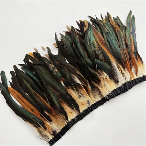 9,1 m Hahnenschwanzfeder-Bordüre, 25–30 cm, Federbesatz, Hühnerfederbesatz, Kleid, Rock, Dekoration, natürliche Farbe, 9,1 m von Generisch