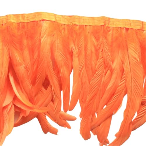 9,1 m Hahnfeder-Bordüre zum Nähen, 25–40 cm, Fransenbänder, Zubehör, DIY, Hochzeitsdekoration, Orange, 25–30 cm von Generisch