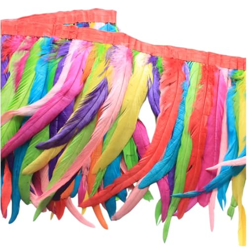 9,1 m Hahnfeder-Bordüre zum Nähen, 25–40 cm, Fransenbänder, Zubehör, DIY, Hochzeitsdekoration, bunt, 25–30 cm 9,1 m Hahnfeder-Bordüre zum Nähen, 25–40 cm, Fransenbänder, Zubehör, DIY, Hochzeitsdekoration, bunt, 25–30 cm von Generisch