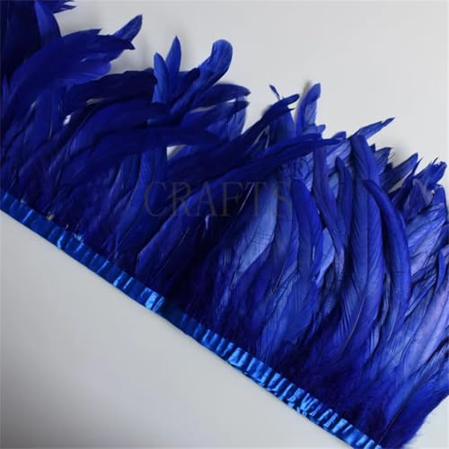 9,1 m Hahnfeder-Borten, 25–30 cm, Federbesatz, Hühnerfederbesatz, Kleid, Rock, Dekoration, Königsblau, 9,1 m von Generisch